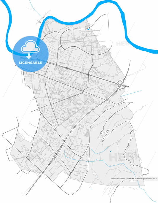Saint-Martin-d Hères, Isère, France, high resolution vector map - Instant download PDF and JPG