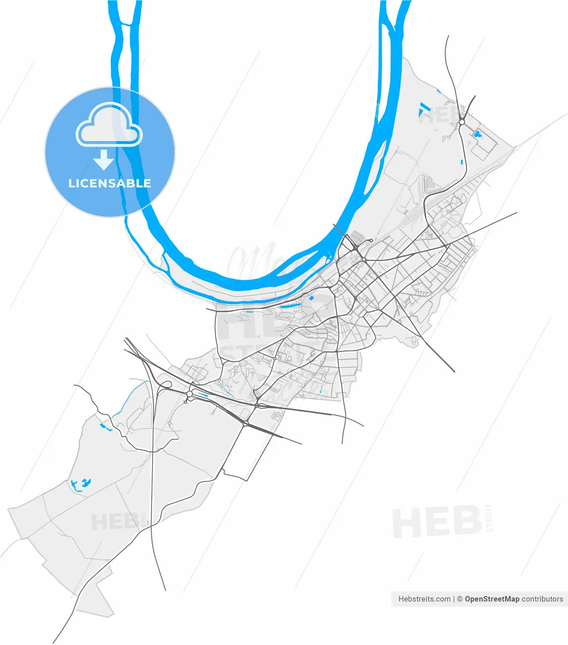 Poissy, Yvelines, France, high resolution vector map - Instant download PDF and JPG