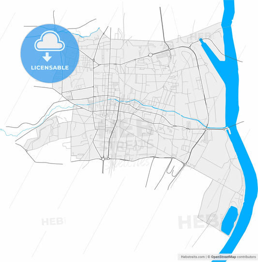 Villefranche-sur-Saône, Rhône, France, high resolution vector map - Instant download PDF and JPG