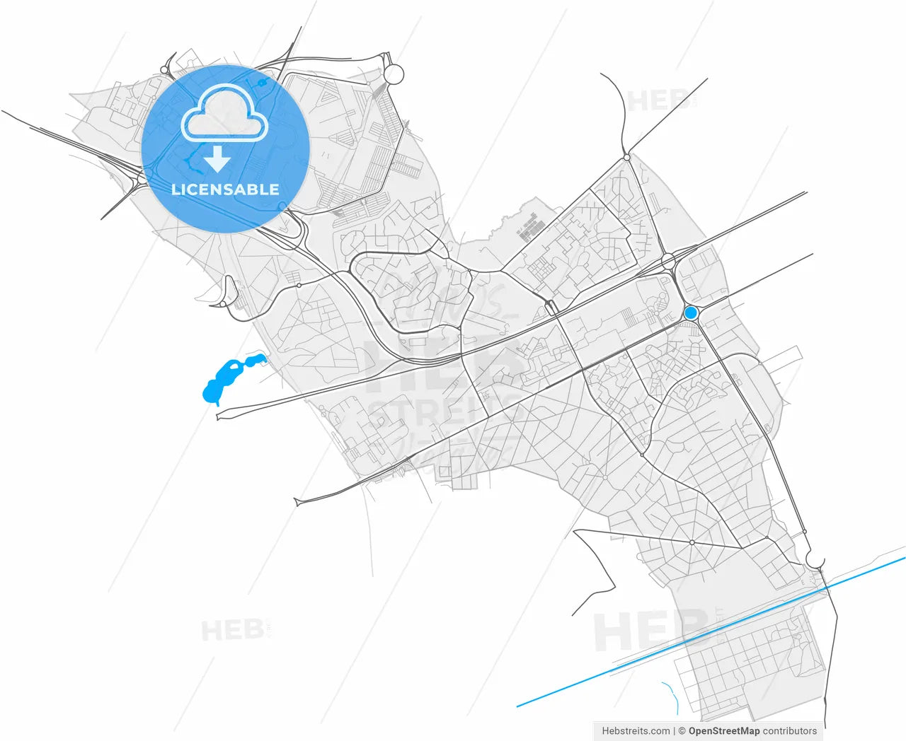 Villepinte, Seine-Saint-Denis, France, high resolution vector map - Instant download PDF and JPG