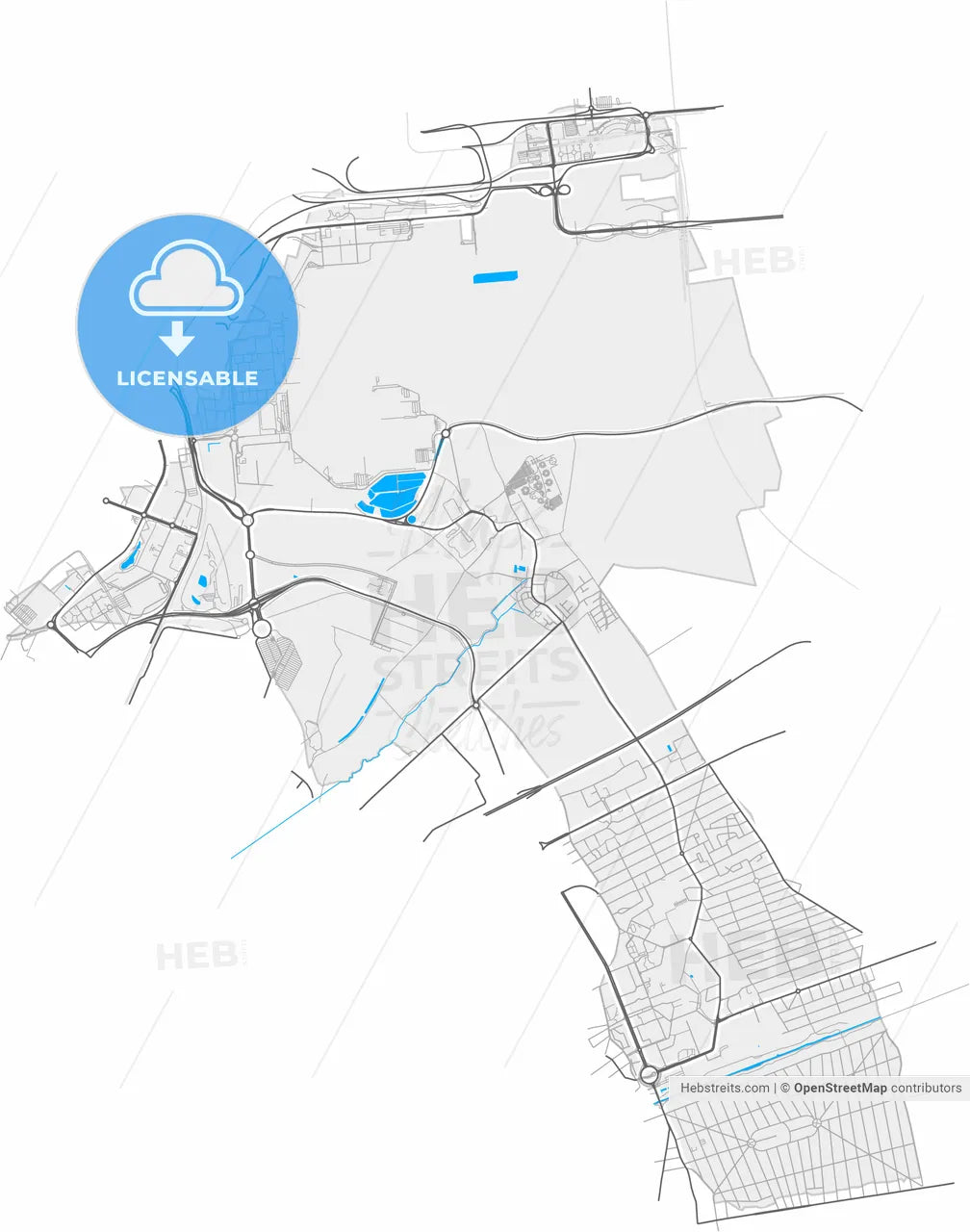 Tremblay-en-France, Seine-Saint-Denis, France, high resolution vector map - Instant download PDF and JPG