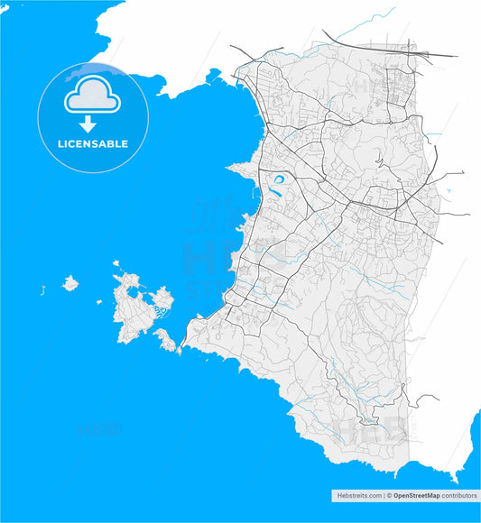 Six-Fours-les-Plages, Var, France, high resolution vector map - Instant download PDF and JPG
