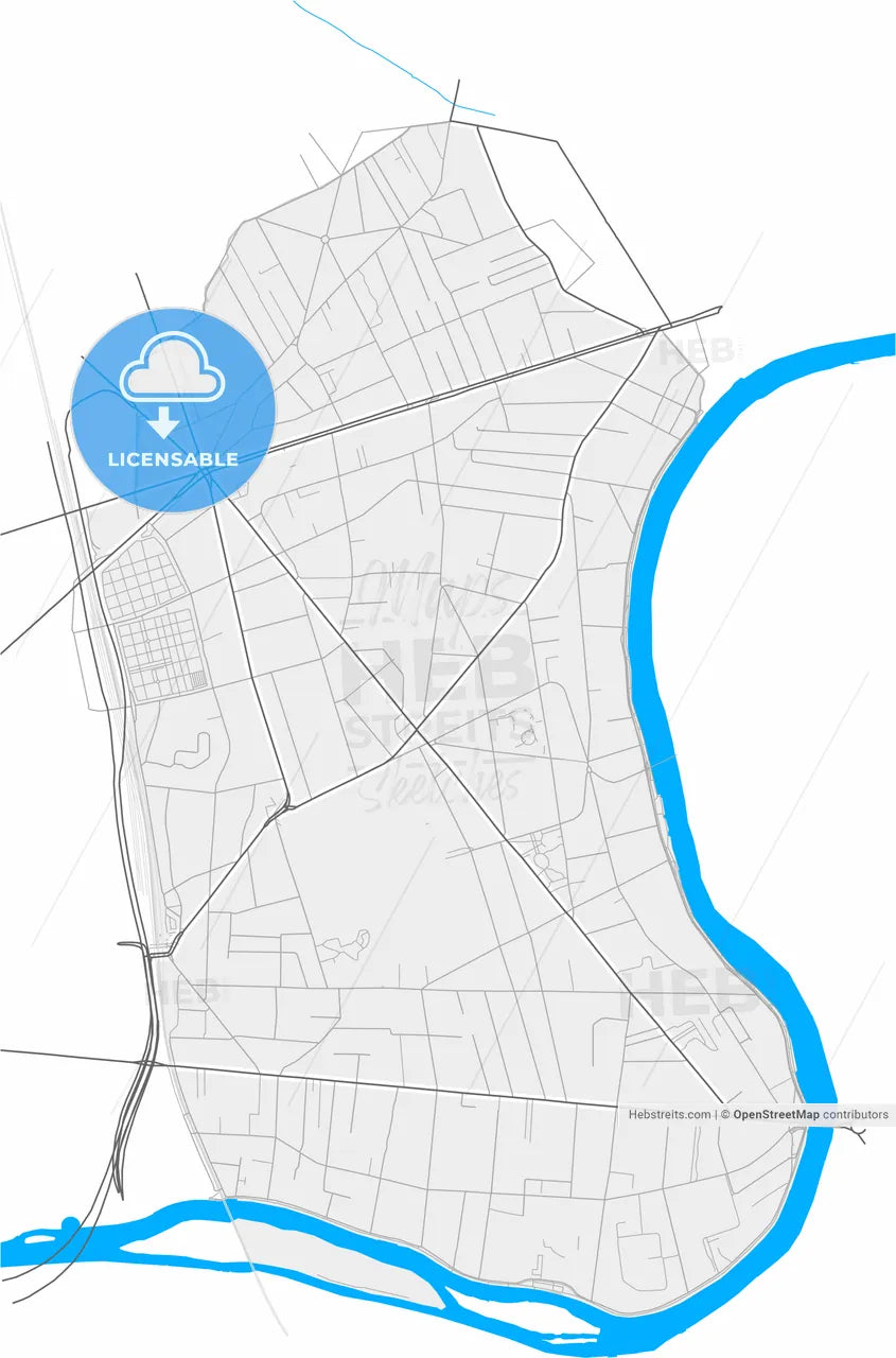 Le Perreux-sur-Marne, Val-de-Marne, France, high resolution vector map - Instant download PDF and JPG