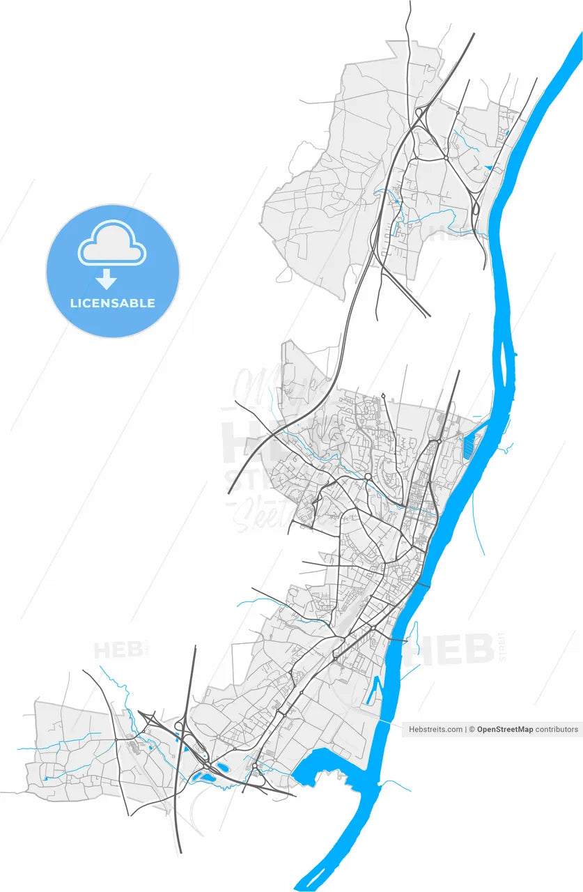 Mâcon, Saône-et-Loire, France, high resolution vector map - Instant download PDF and JPG