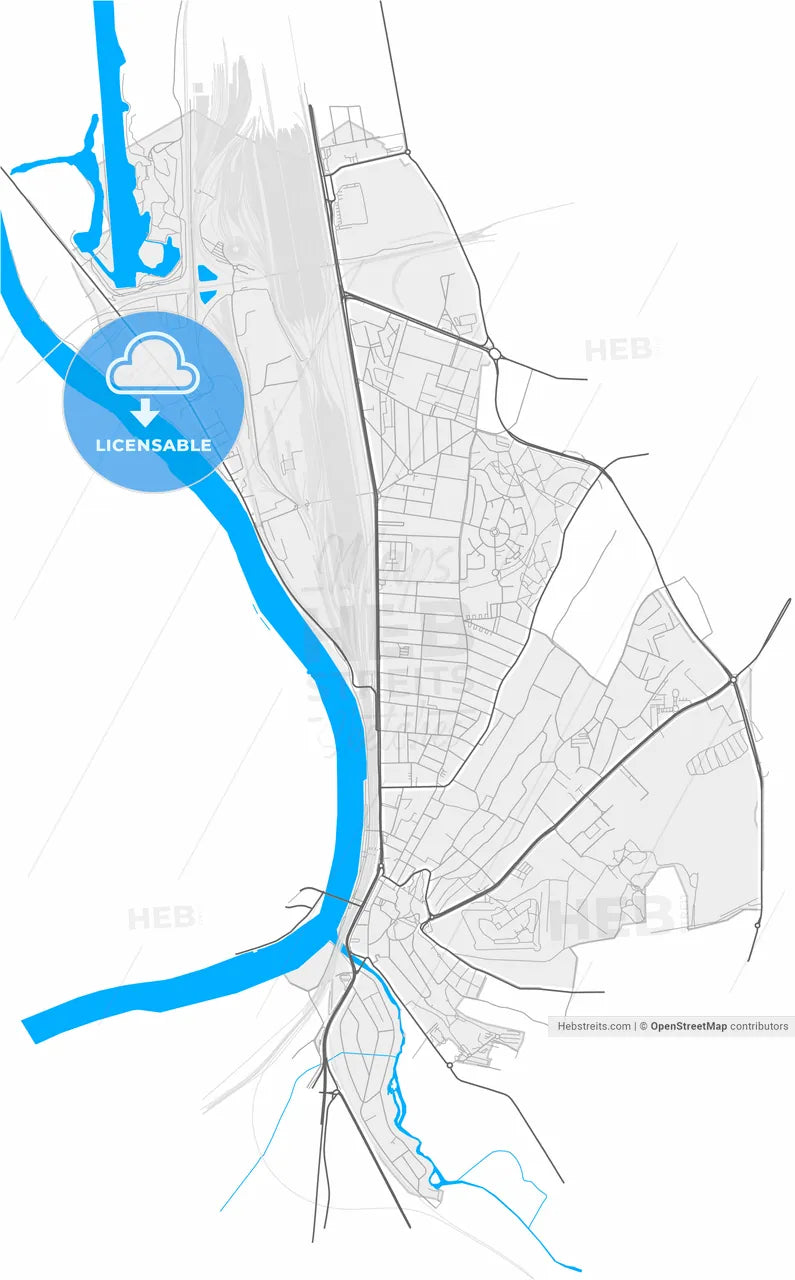 Villeneuve-Saint-Georges, Val-de-Marne, France, high resolution vector map - Instant download PDF and JPG