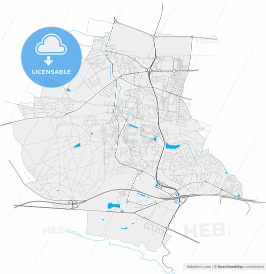 Plaisir, Yvelines, France, high resolution vector map - Instant download PDF and JPG