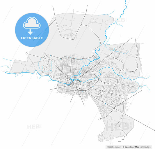 Mont-de-Marsan, Landes, France, high resolution vector map - Instant download PDF and JPG