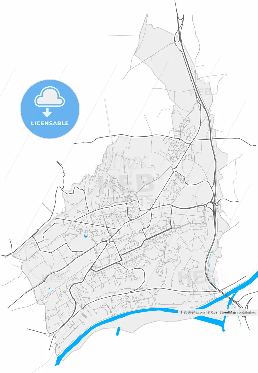 Rillieux-la-Pape, Rhône, France, high resolution vector map - Instant download PDF and JPG