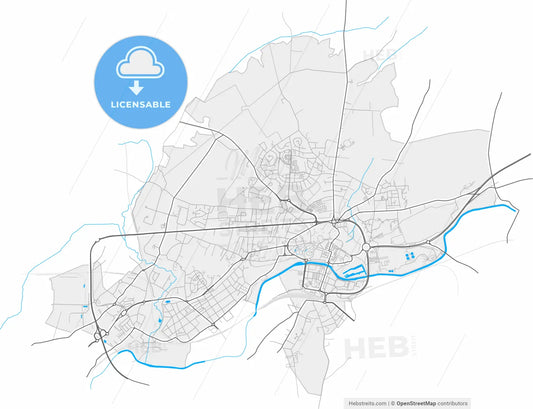 Maubeuge, Nord, France, high resolution vector map - Instant download PDF and JPG