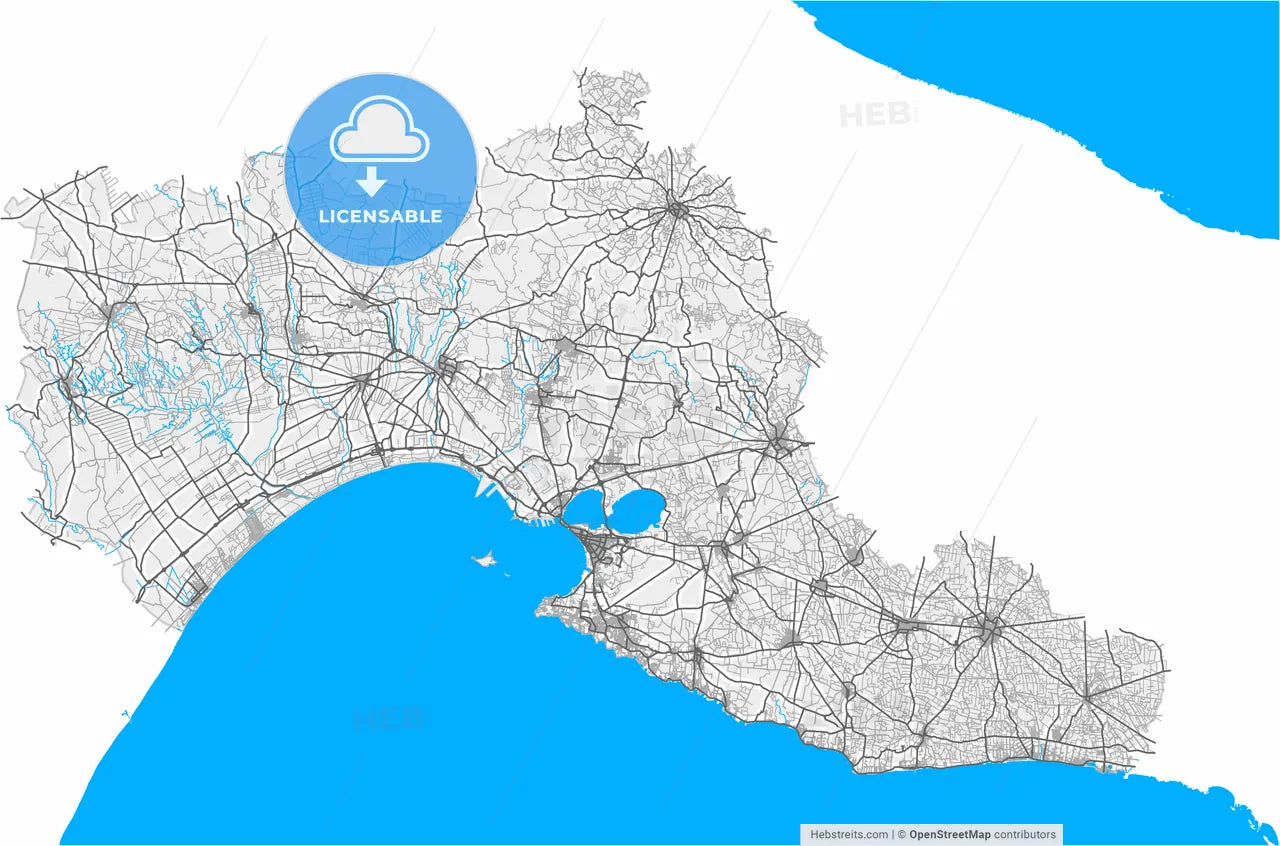 Taranto, Apulia, Italy, high resolution vector map - Instant download PDF and JPG