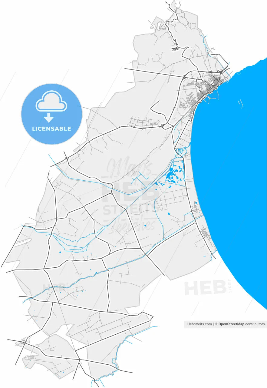 Manfredonia, Apulia, Italy, high resolution vector map - Instant download PDF and JPG