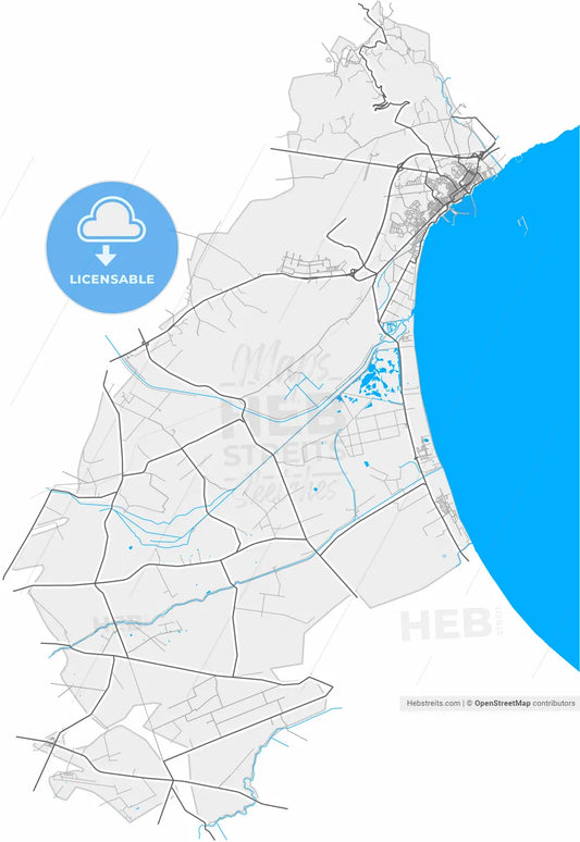 Manfredonia, Apulia, Italy, high resolution vector map - Instant download PDF and JPG