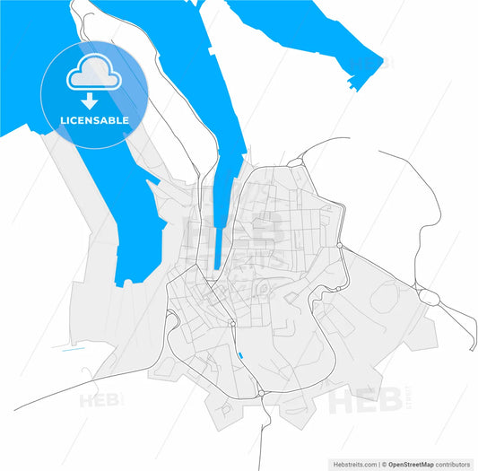 Bormla, South Eastern Region, Malta, high resolution vector map - Instant download PDF and JPG