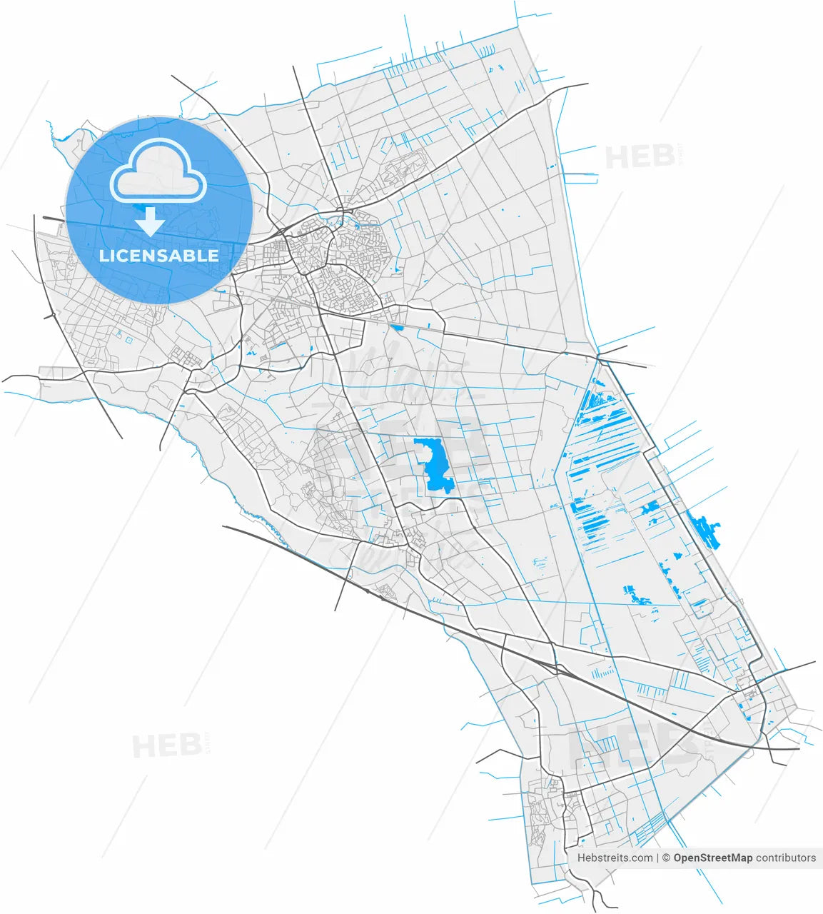 Deurne, North Brabant, Netherlands, high resolution vector map - Instant download PDF and JPG