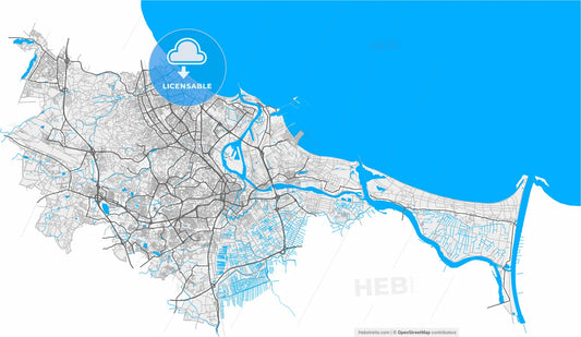 Gdańsk, Pomeranian, Poland, high resolution vector map - Instant download PDF and JPG