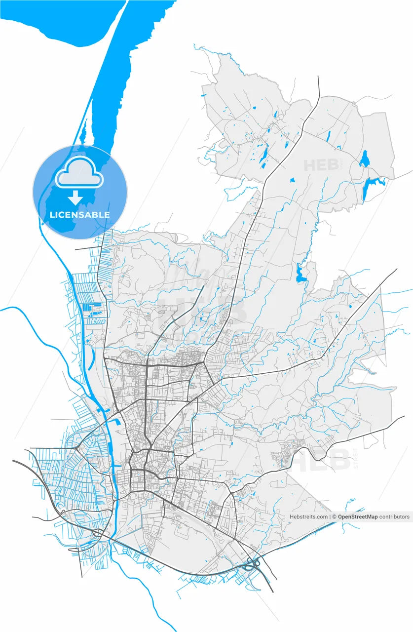 Elbląg, Warmian-Masurian, Poland, high resolution vector map - Instant download PDF and JPG