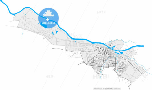 Głogów, Lower Silesian, Poland, high resolution vector map - Instant download PDF and JPG