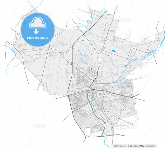 Będzin, Silesian, Poland, high resolution vector map - Instant download PDF and JPG