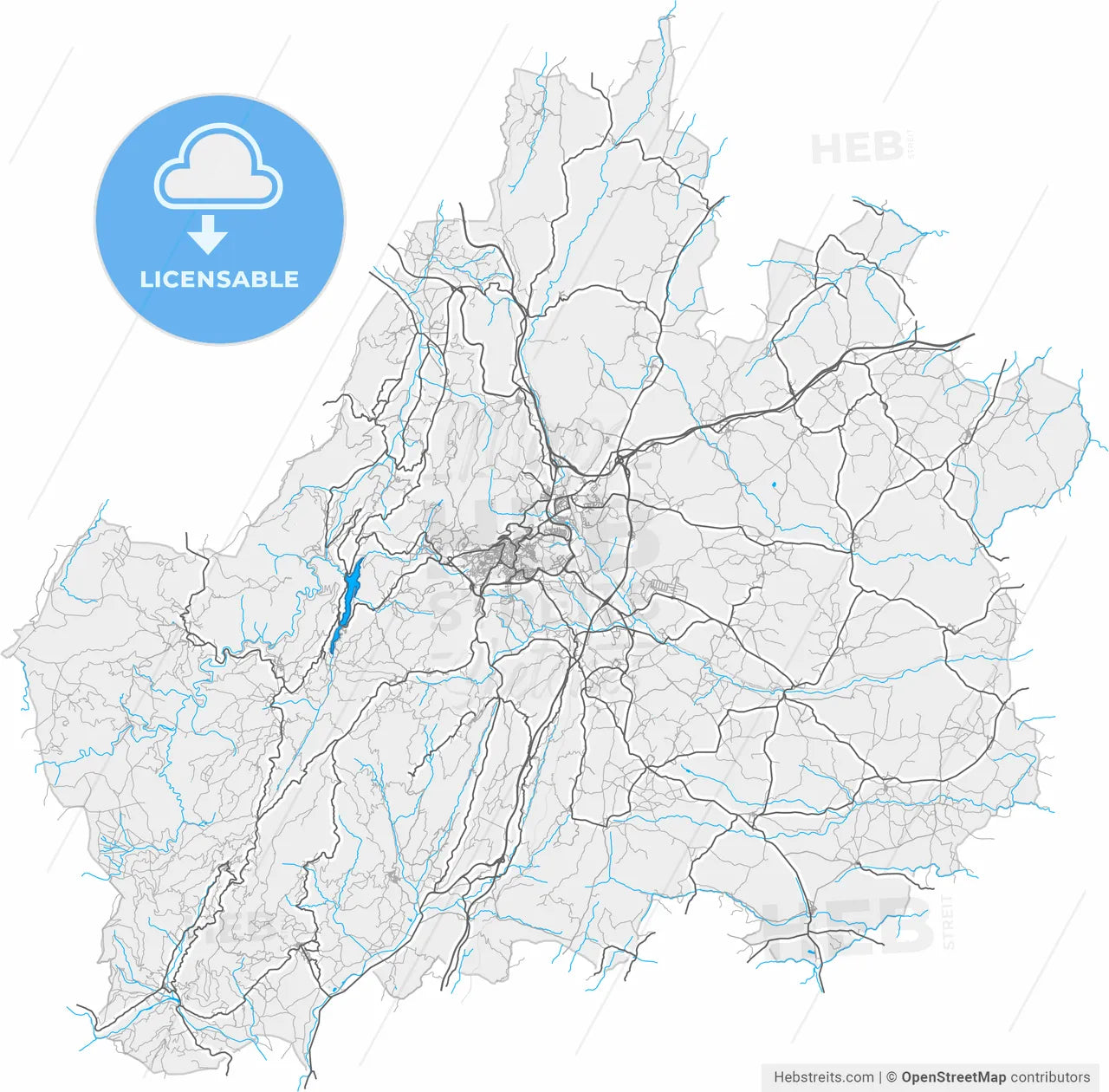 Guarda, Guarda, Portugal, high resolution vector map - Instant download PDF and JPG