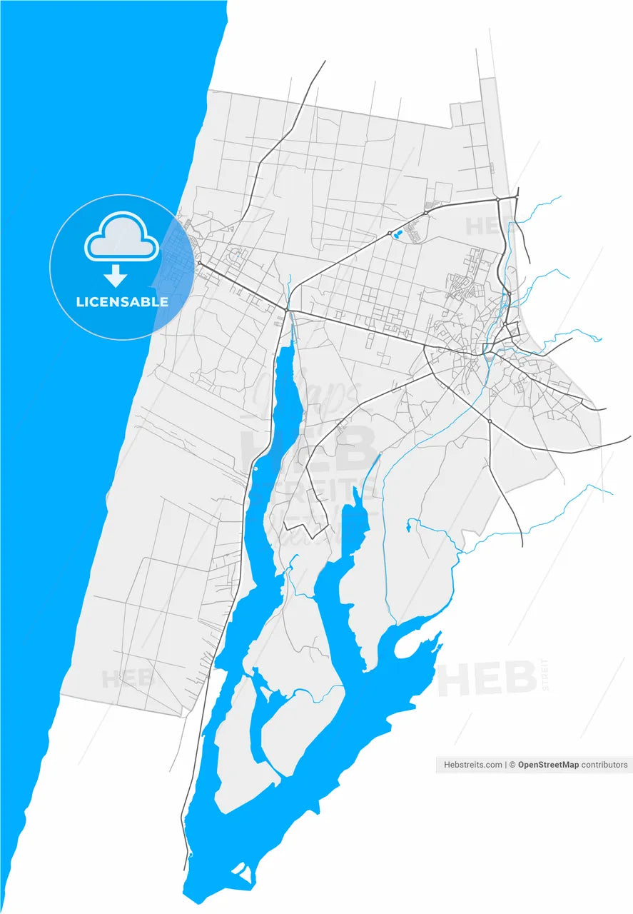 Ovar, Aveiro, Portugal, high resolution vector map - Instant download PDF and JPG