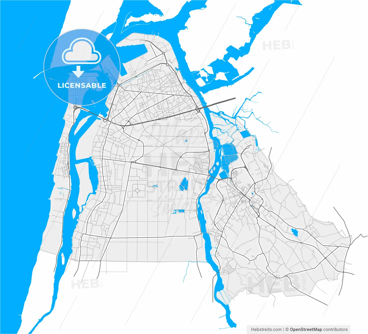 Ílhavo, Aveiro, Portugal, high resolution vector map - Instant download PDF and JPG
