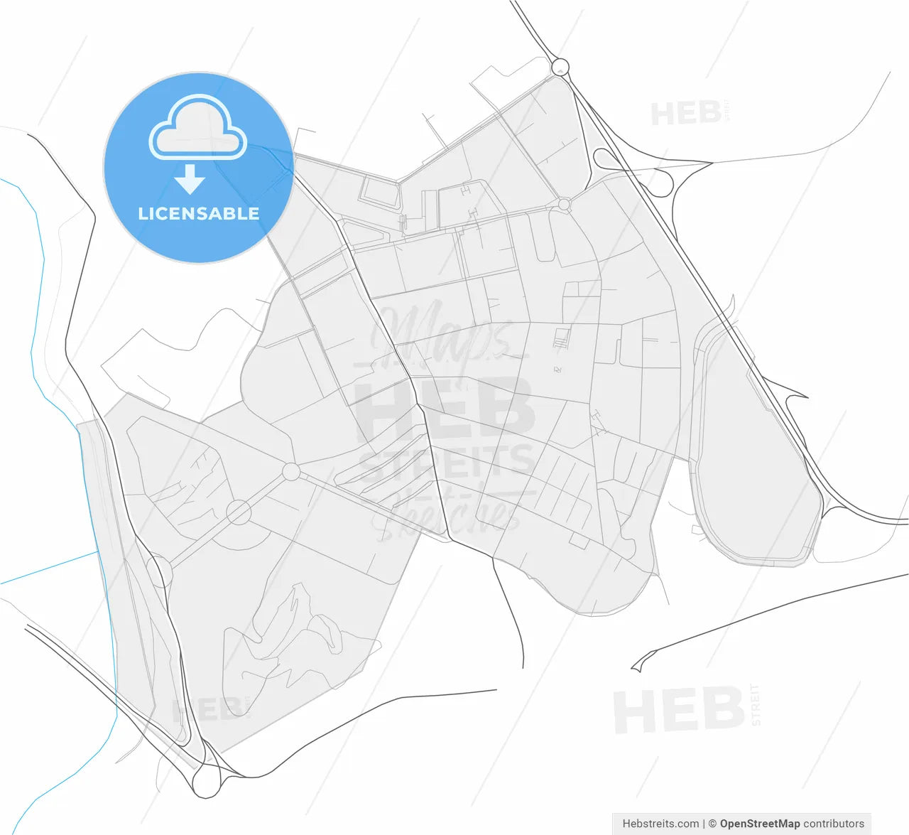 Santutxu, Bilbao, Spain, high resolution vector map - Instant download PDF and JPG