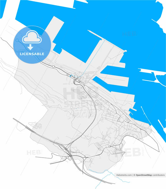 Santurtzi, Biscay, Spain, high resolution vector map - Instant download PDF and JPG