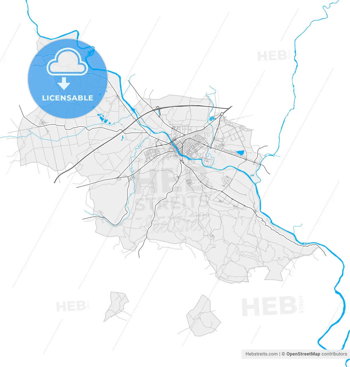 Miranda de Ebro, Burgos, Spain, high resolution vector map - Instant download PDF and JPG