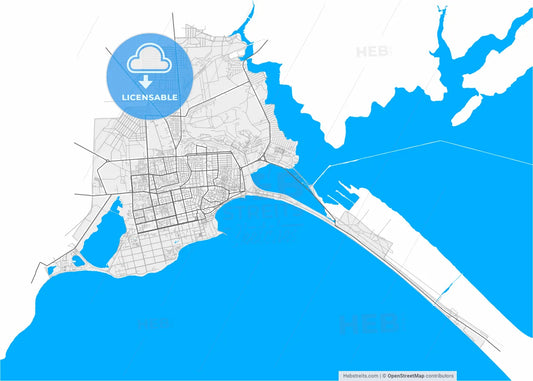 Yevpatoria, Crimea, Ukraine, high resolution vector map - Instant download PDF and JPG