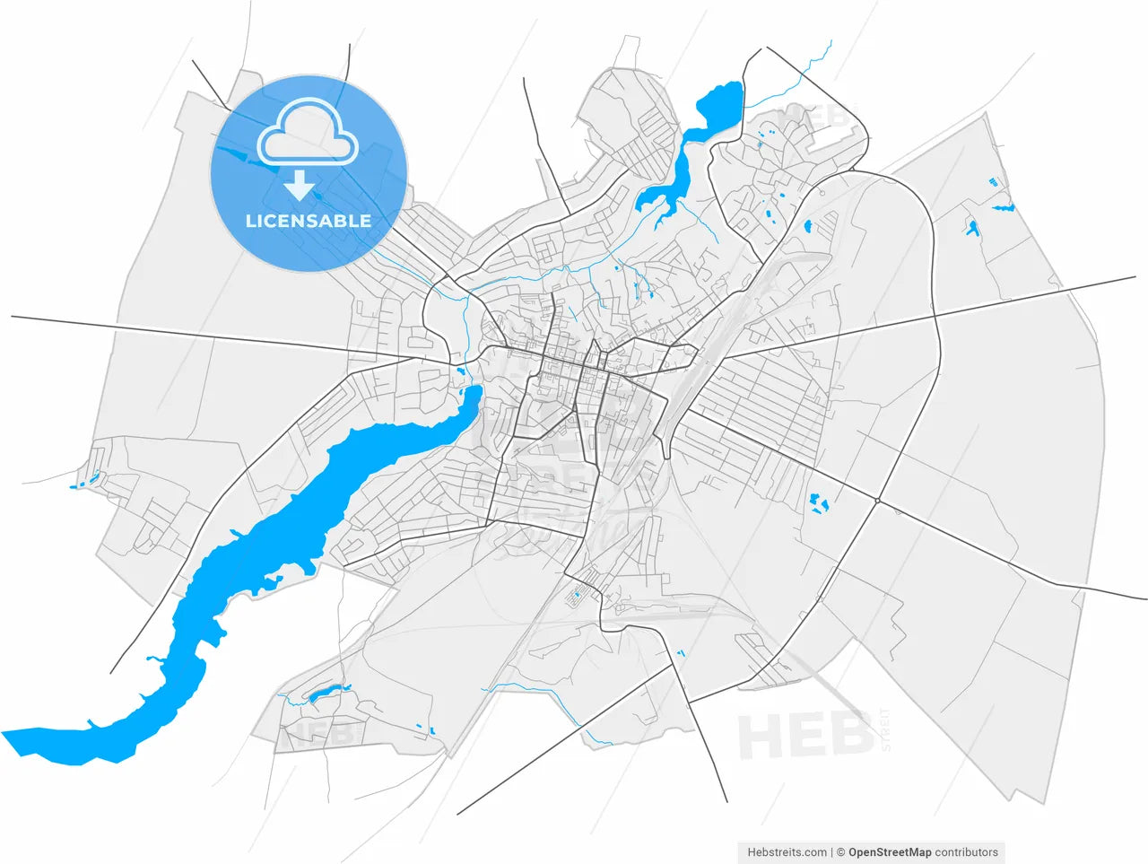 Fastiv, Kyiv Oblast, Ukraine, high resolution vector map - Instant download PDF and JPG