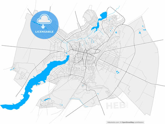 Fastiv, Kyiv Oblast, Ukraine, high resolution vector map - Instant download PDF and JPG