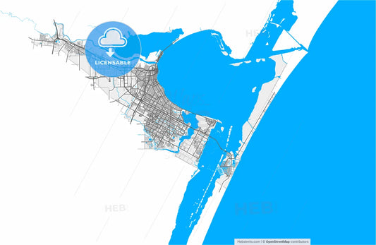 Corpus Christi, Texas, United States, high resolution vector map - Instant download PDF and JPG