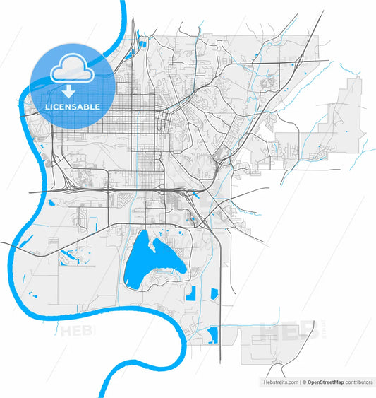 Council Bluffs, Iowa, United States, high resolution vector map - Instant download PDF and JPG