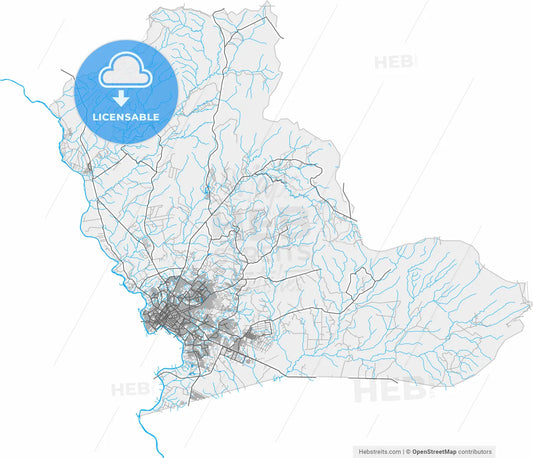 Cuiaba, Brazil, high resolution vector map - Instant download PDF and JPG