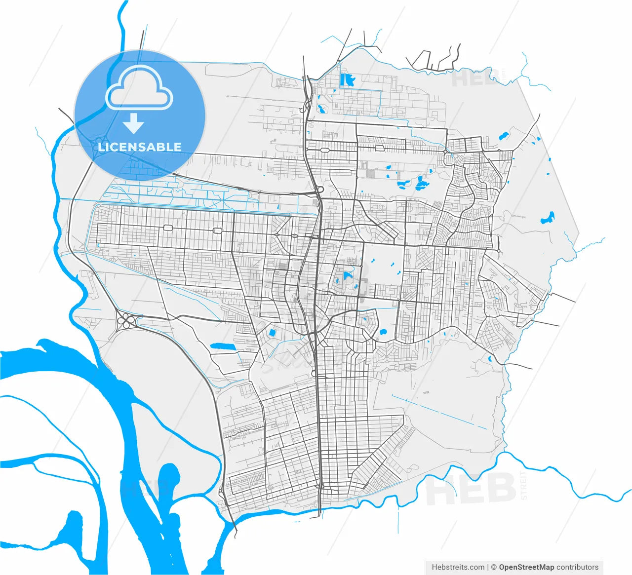 Canoas, Brazil, high resolution vector map - Instant download PDF and JPG