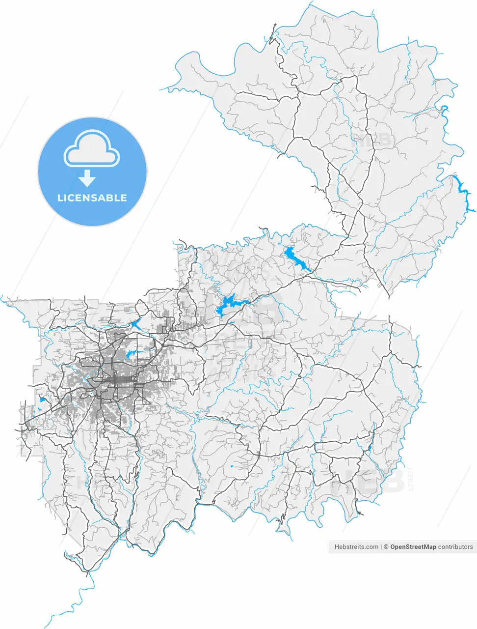 Caxias, Brazil, high resolution vector map - Instant download PDF and JPG