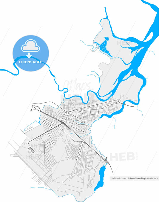 Bayeux, Brazil, high resolution vector map - Instant download PDF and JPG