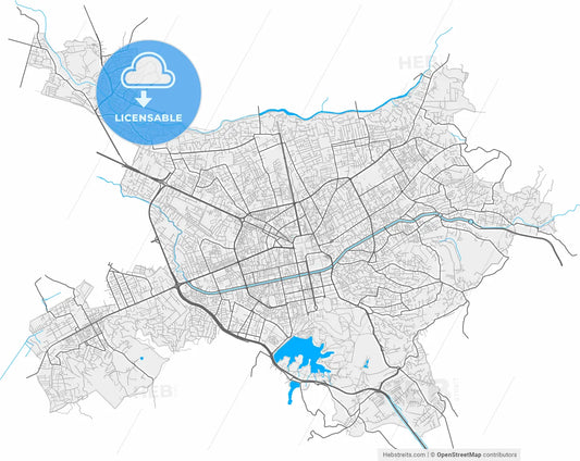 Tirana, Albania, high resolution vector map - Instant download PDF and JPG