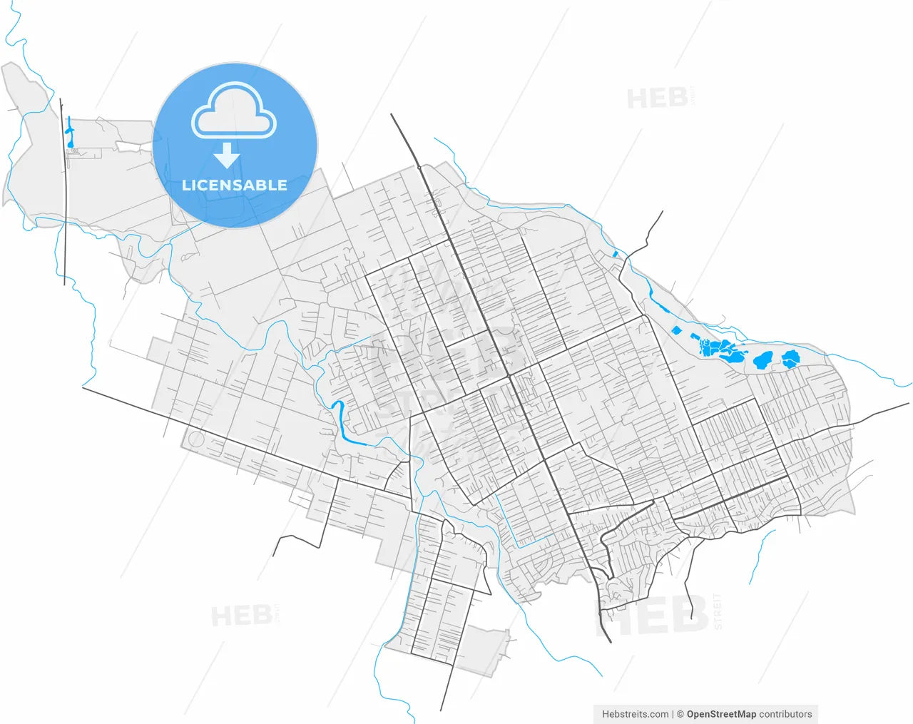 Kamëz, Albania, high resolution vector map - Instant download PDF and JPG