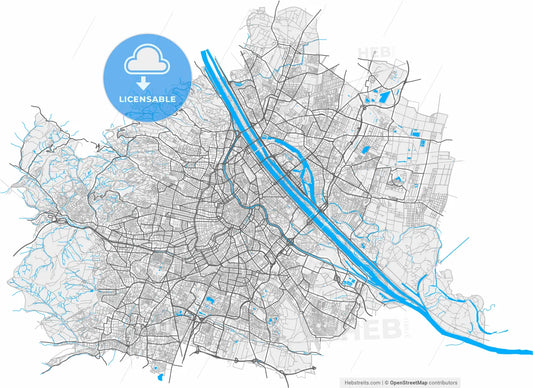 Vienna, Austria, high resolution vector map - Instant download PDF and JPG