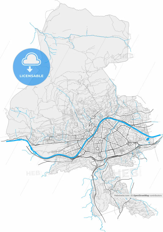 Innsbruck, Tyrol, Austria, high resolution vector map - Instant download PDF and JPG
