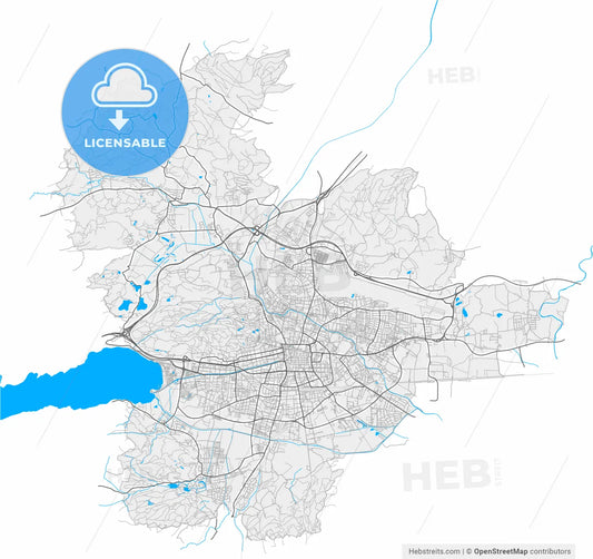 Klagenfurt, Carinthia, Austria, high resolution vector map - Instant download PDF and JPG