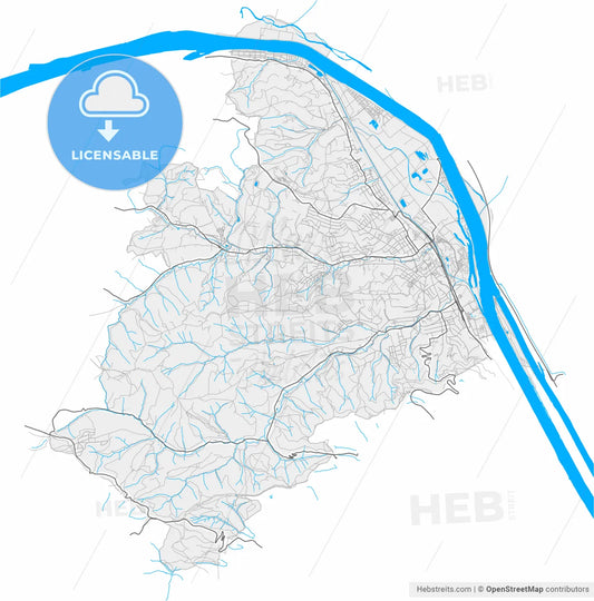 Klosterneuburg, Lower Austria, Austria, high resolution vector map - Instant download PDF and JPG