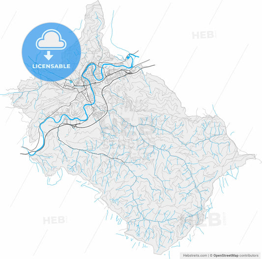 Leoben, Styria, Austria, high resolution vector map - Instant download PDF and JPG