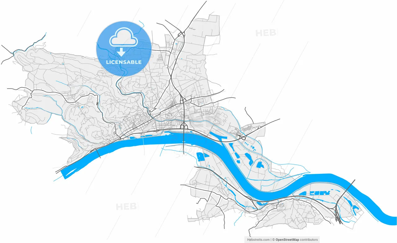 Krems, Lower Austria, Austria, high resolution vector map - Instant download PDF and JPG