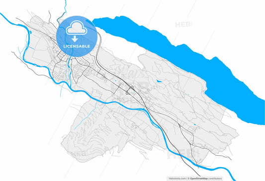 Spittal an der Drau, Carinthia, Austria, high resolution vector map - Instant download PDF and JPG