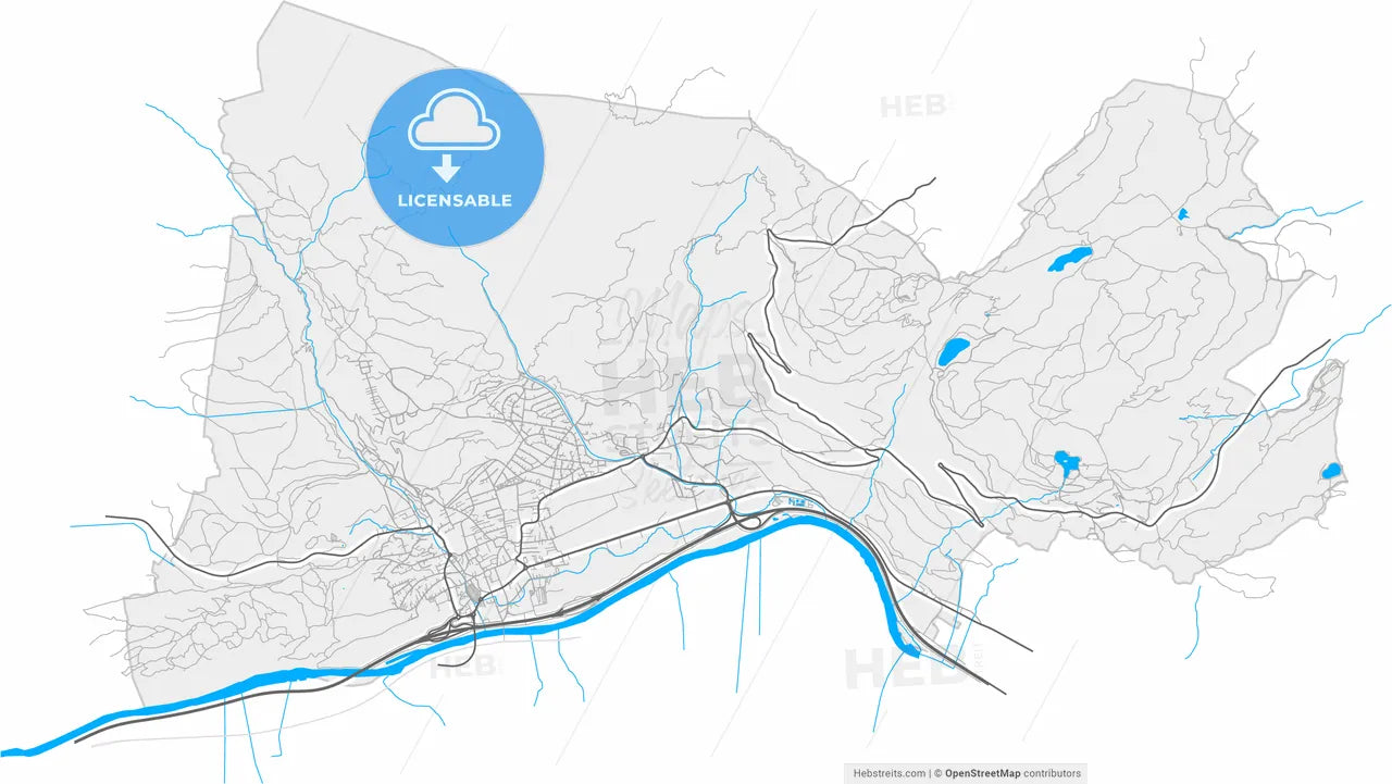 Telfs, Tyrol, Austria, high resolution vector map - Instant download PDF and JPG