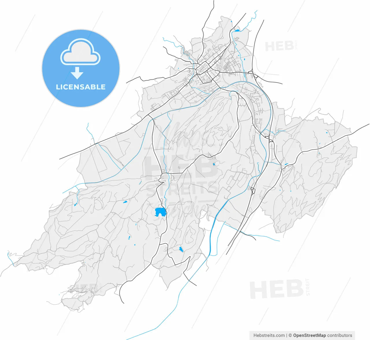 Sankt Veit an der Glan, Carinthia, Austria, high resolution vector map - Instant download PDF and JPG