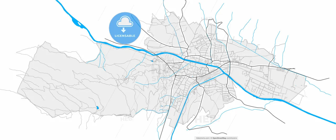 Lienz, Tyrol, Austria, high resolution vector map - Instant download PDF and JPG
