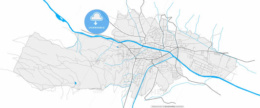 Lienz, Tyrol, Austria, high resolution vector map - Instant download PDF and JPG